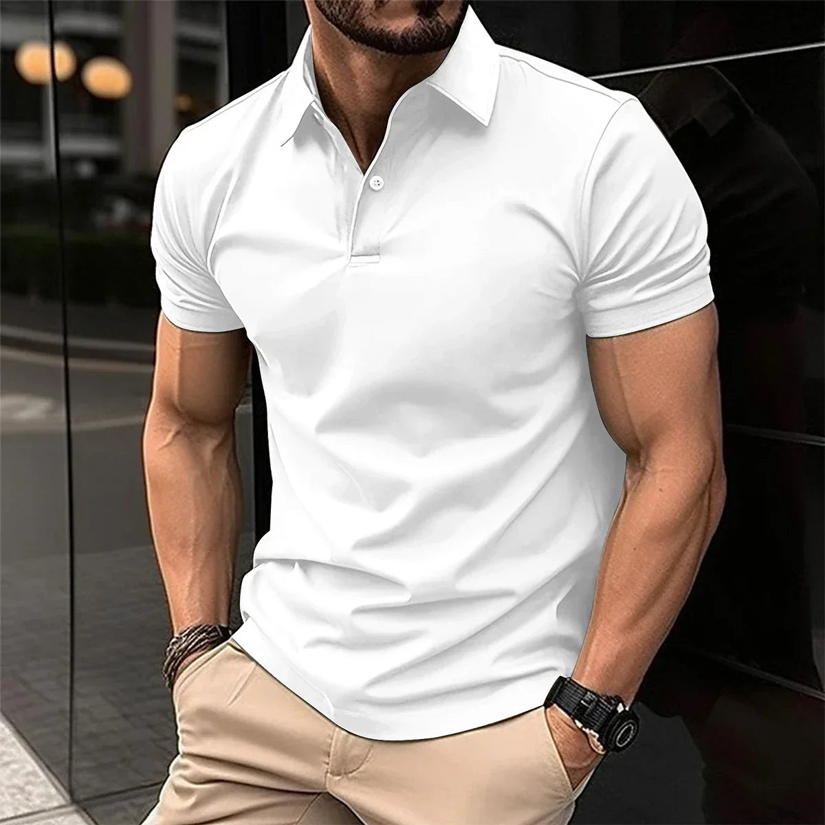 maoxiangshop 2024 Summer Best-Selling Men's Polo Shirt Lapel Printed Men's Clothing Stripes Polo Shirt Casual Sports Men's Shirt