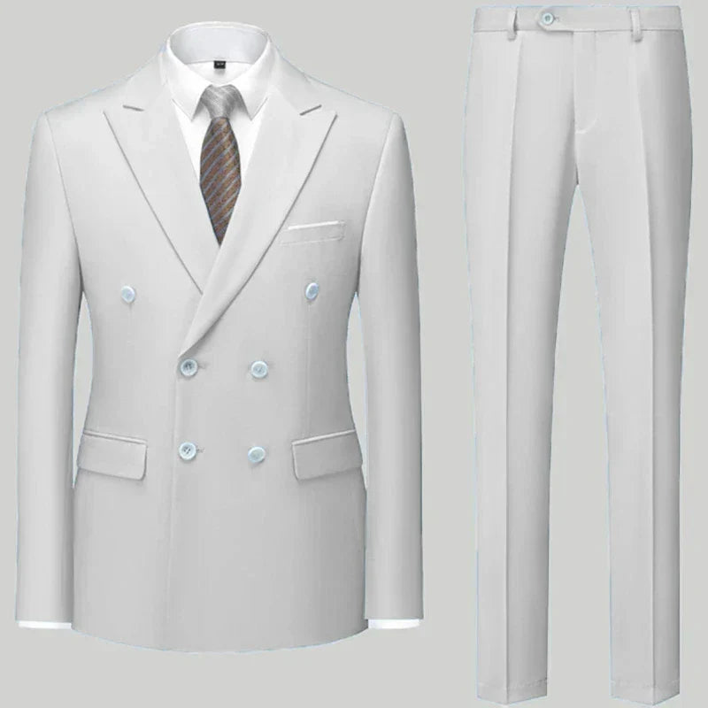 maoxiangshop Fashion New Men's Casual Boutique Double Breasted Suit Trousers / Man's Business Suit Jacket Blazers Coat Pants 2 Pcs Set