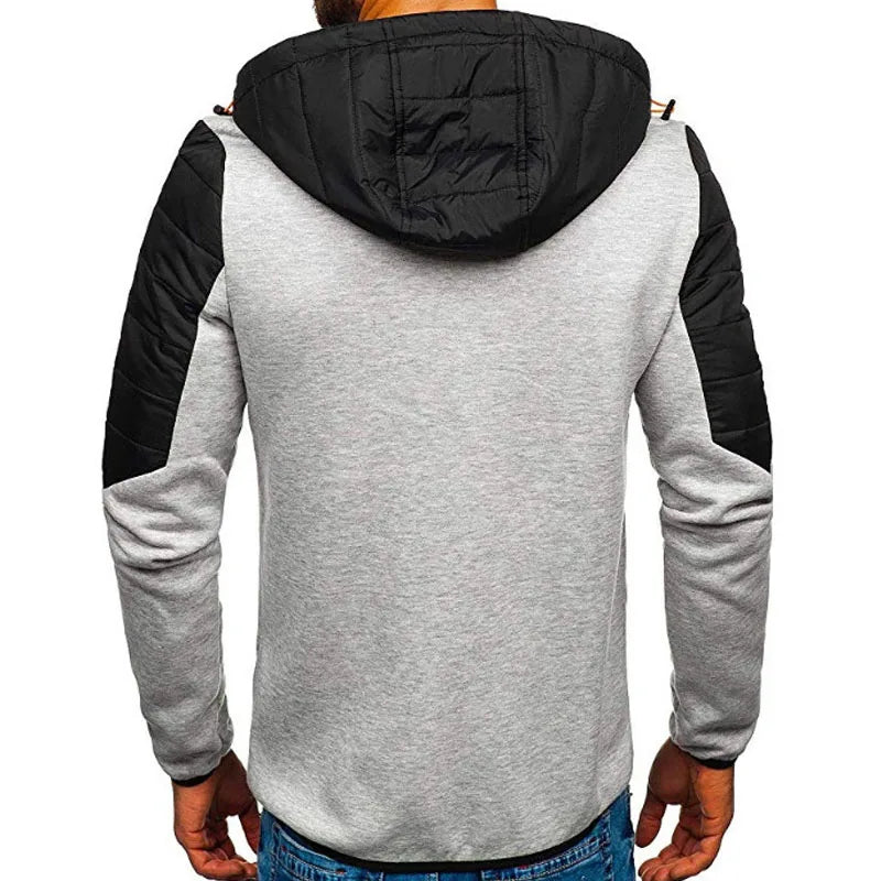 maoxiangshop Men's Hoodies Spring Autumn Casual LongSleeve Zip Up Hoodie Men Sweatshirt Patchwork Hooded Sweatshirts Streetwear Hoody Cardigan