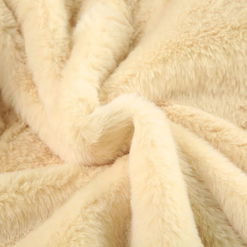 maoxiangshop - 2024 Winter Faux Fur Patchwork Jackets Women Turn Down Collar Long Sleeve Single Breasted Warm Crop Coats Top Street Outerwear