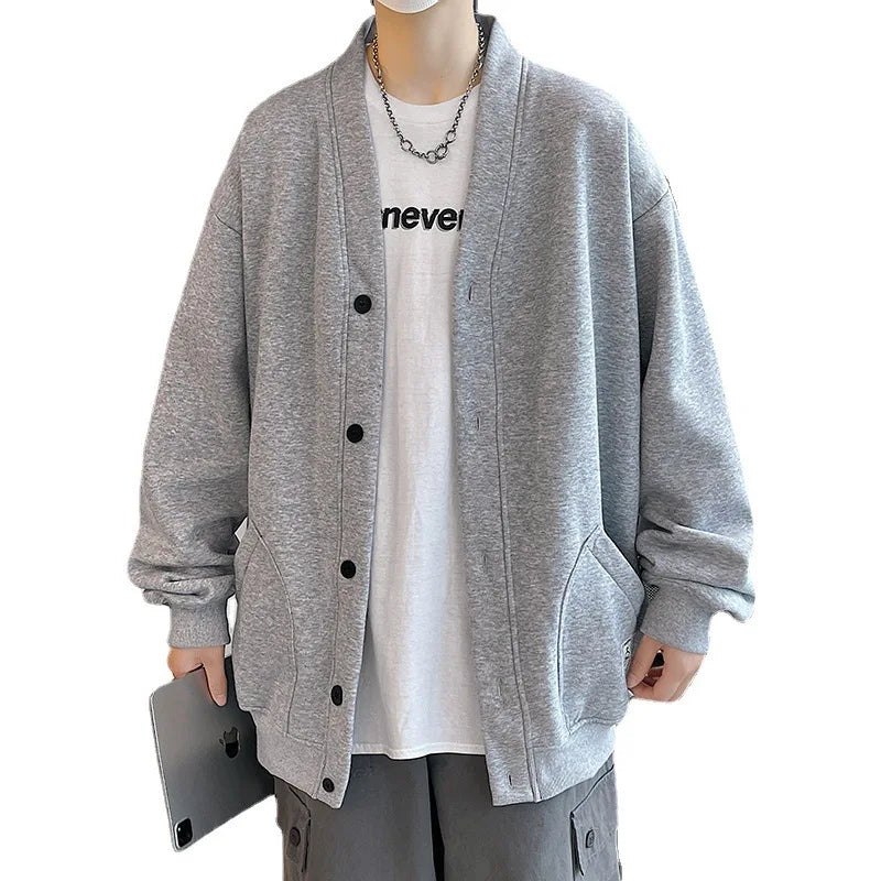 maoxiangshop New Solid Fashion Cardigan Men's Knit Winter Coats Business Casual Jackets Male Tops Man Coat Size M-5Xl Knitwear 2 Colors