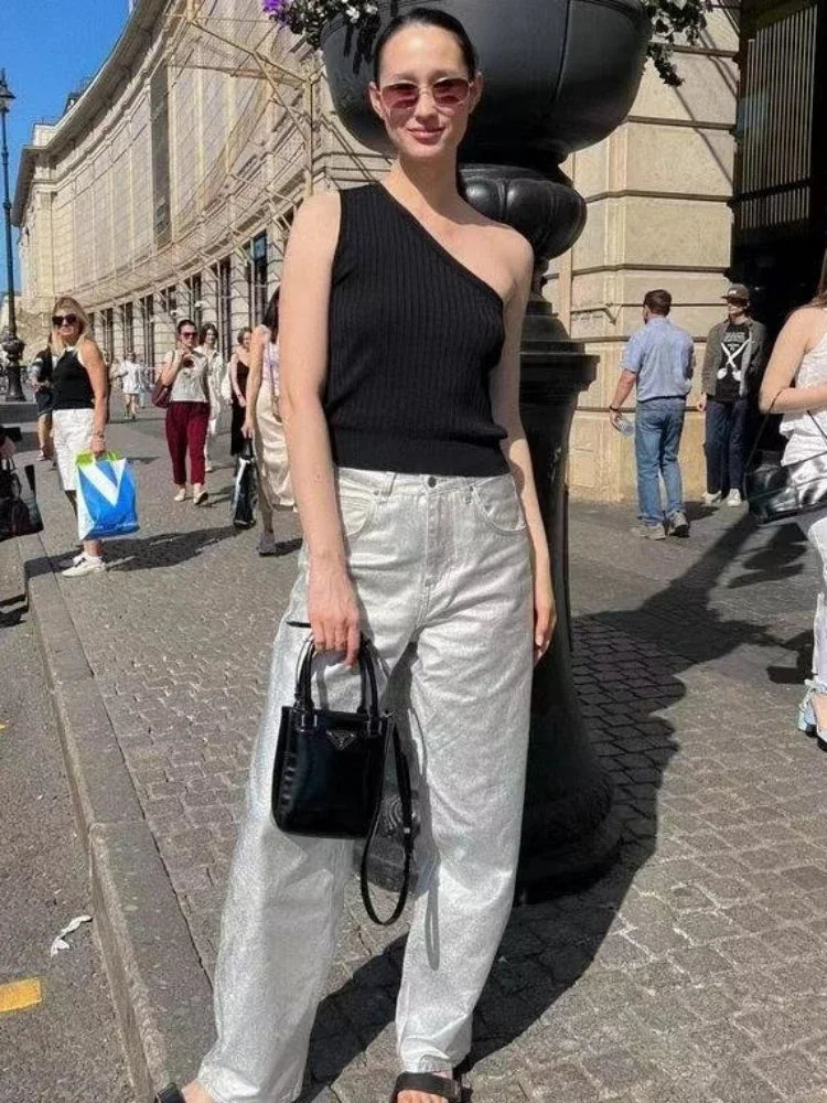 maoxiangshop - Loose PU Women Pants Solid Casual High Waist Pockets Fashion Streetwear Woman 2024 Autumn Winter New Baggy Bottoms Femme