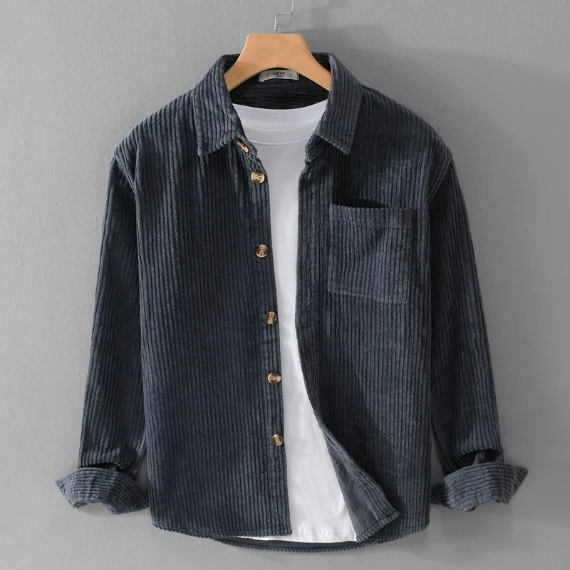 maoxiangshop Thickening Plus Size Long Sleeve Corduroy Cotton Shirt Men Brand Trendy French Style Designer Quality Top Clothes Chemise Homme