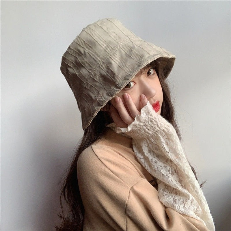 maoxiangshop Bucket Hats Women Solid Simple Basic All-match Casual New Design Korean Fashion Sun Protection Streatwear Harajuku College Cozy