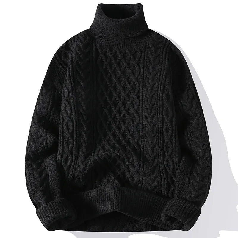 maoxiangshop High Quality Mens Turtleneck Sweaters Pullover Solid Color Knitted Sweater Men Casual Pullovers Autumn Winter Warm Knitwear Man