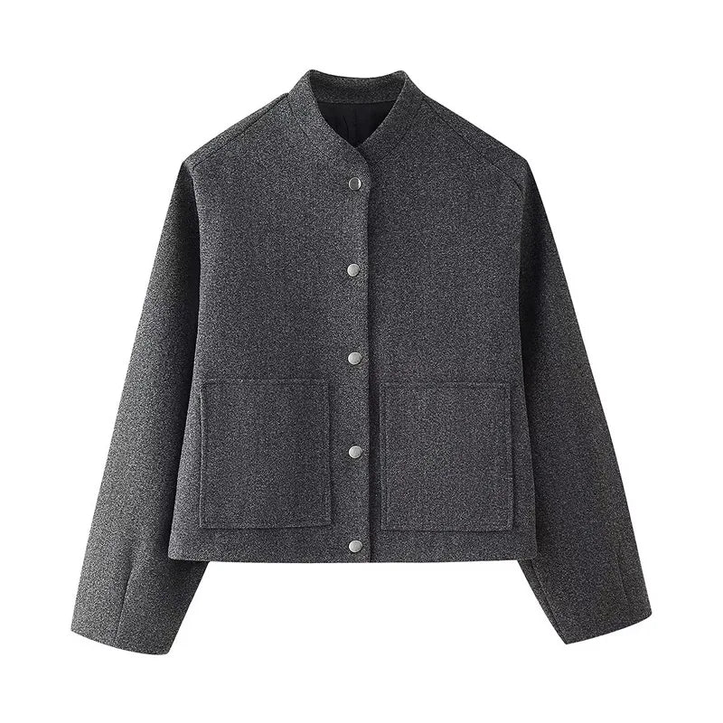 maoxiangshop - Elegant Solid Wool Mixtures Women Winter Coats Fashion One Button O-neck Warm Lady Jacket 2024 New Long Sleeve All-match Outwear