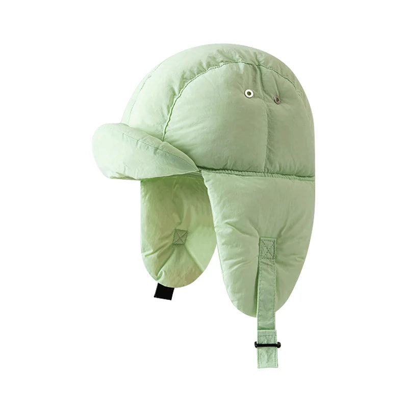 maoxiangshop - Down Cotton Bomber Hats for Women Winter Windproof Ear Protection Cap Warm Thick Motorcycle Lining Korean Solid Cycling Ski Hat