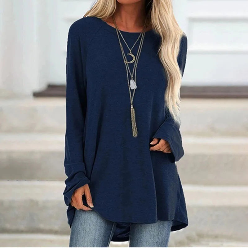 maoxiangshop Female Clothes New Spring Autumn S-8XL Oversized T-shirt Solid Long Sleeve Loose Cotton Casual Harajuku Tunic Tees Top Women's