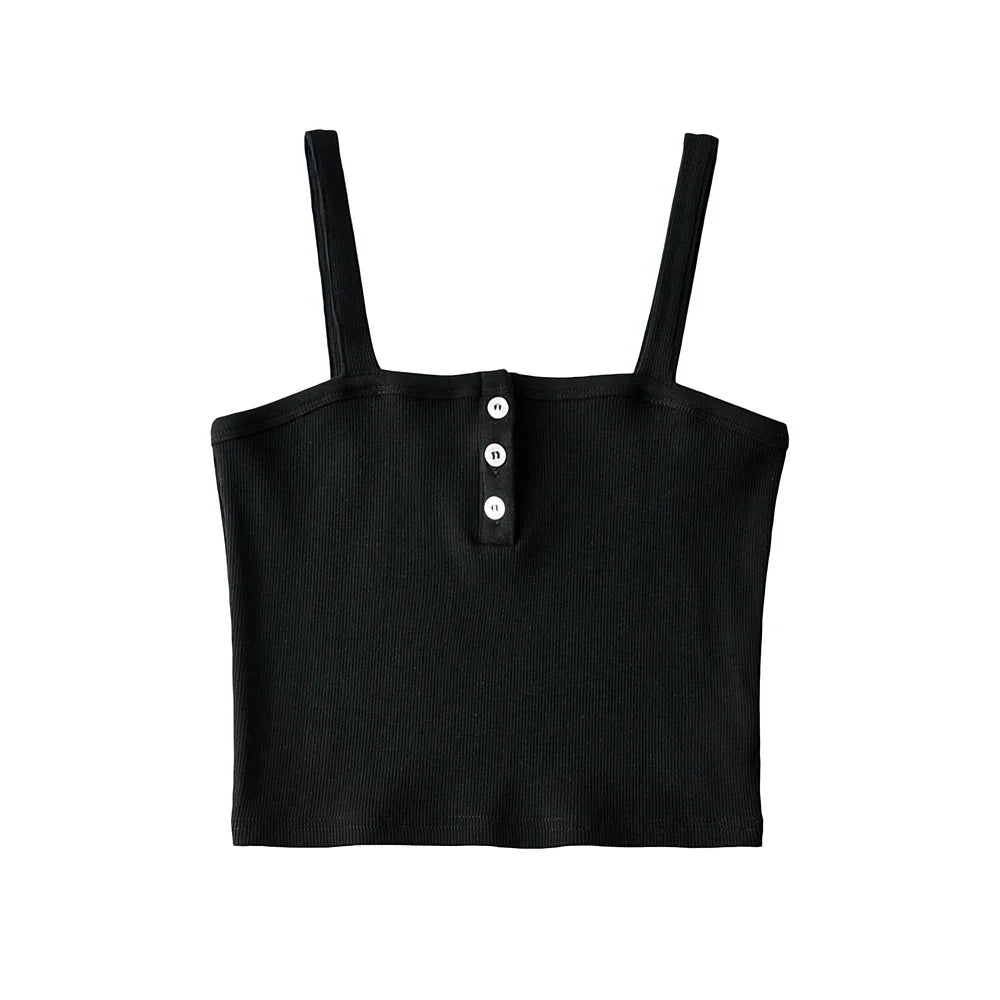 maoxiangshop - Sexy outfits for woman Summer fashion cami top women cute sexy vintage clothes white crop top causal button up tops ribbed
