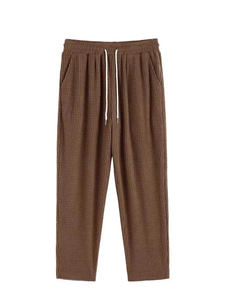 maoxiangshop Men's Two Piece Set Solid Polar Fleece Turn-down Collar Long Sleeves Shirt with Drawstring Straight Pants Set Z5107952