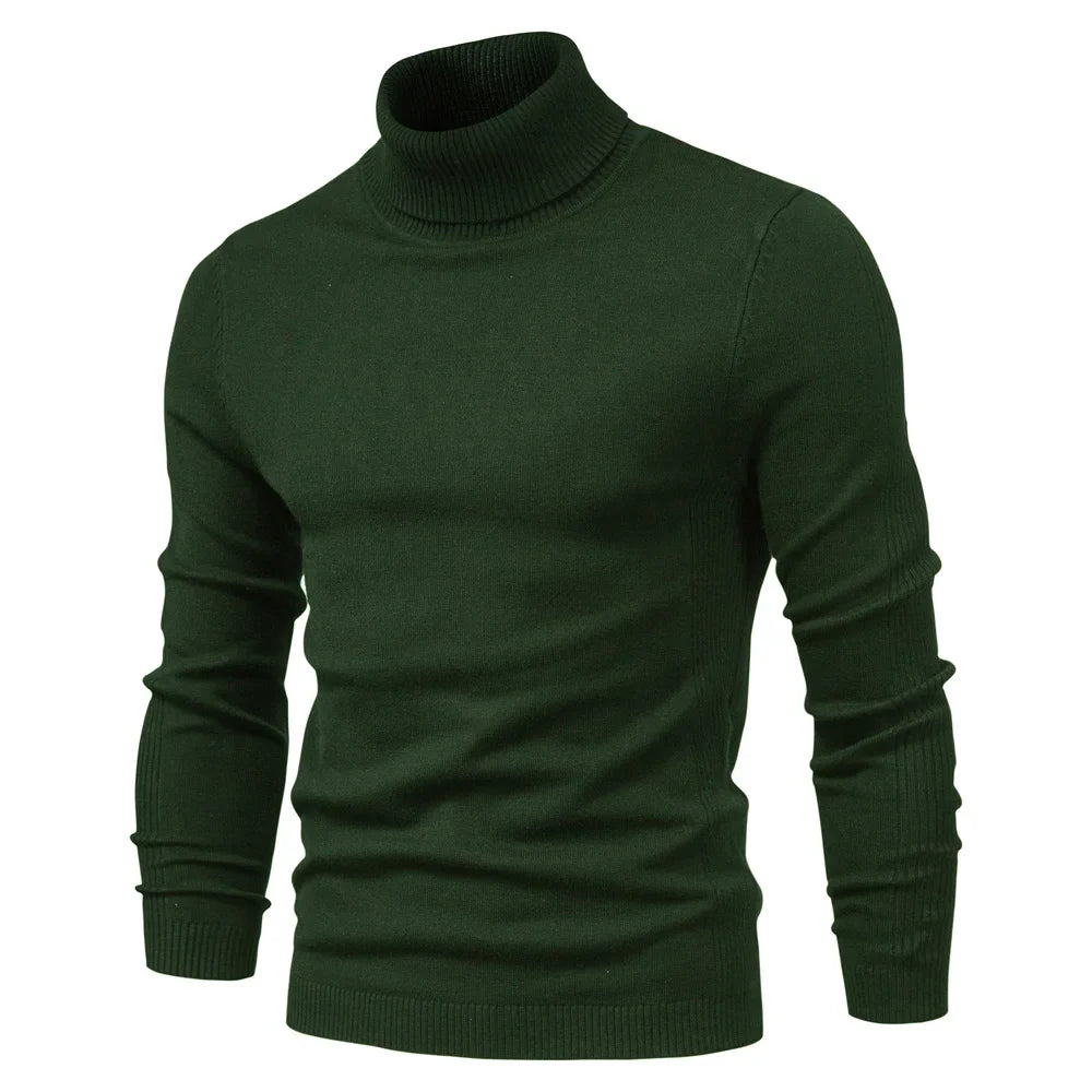 maoxiangshop New Winter Turtleneck Thick Mens Sweaters Casual Turtle Neck Solid Color Quality Warm Slim Turtleneck Sweaters Pullover Men