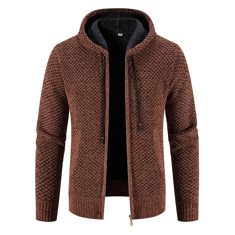 maoxiangshop Cardigan Men's Sweater Jacket Male Cold Blouse Autumn Winter New Korean Casual Slim Hooded Windbreaker Warm Y2K Chenille Coat
