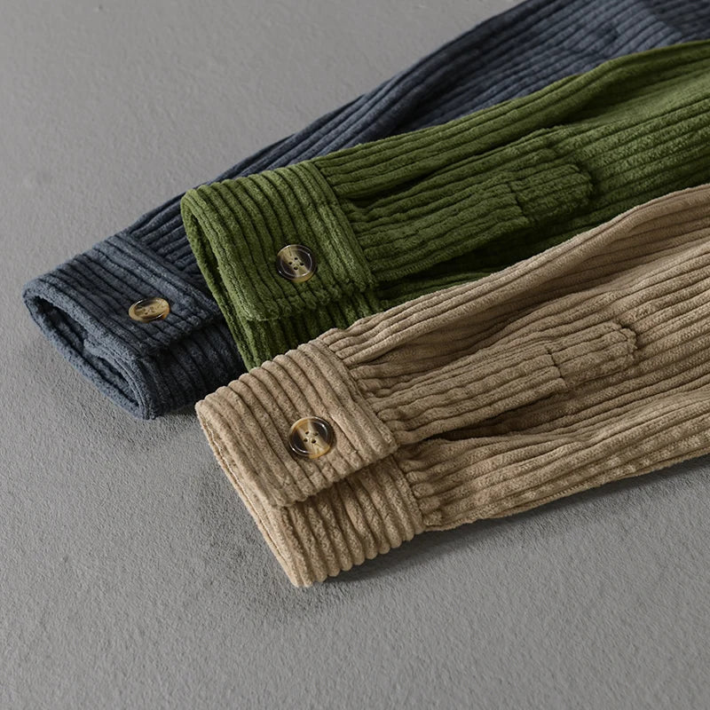 maoxiangshop Thickening Plus Size Long Sleeve Corduroy Cotton Shirt Men Brand Trendy French Style Designer Quality Top Clothes Chemise Homme