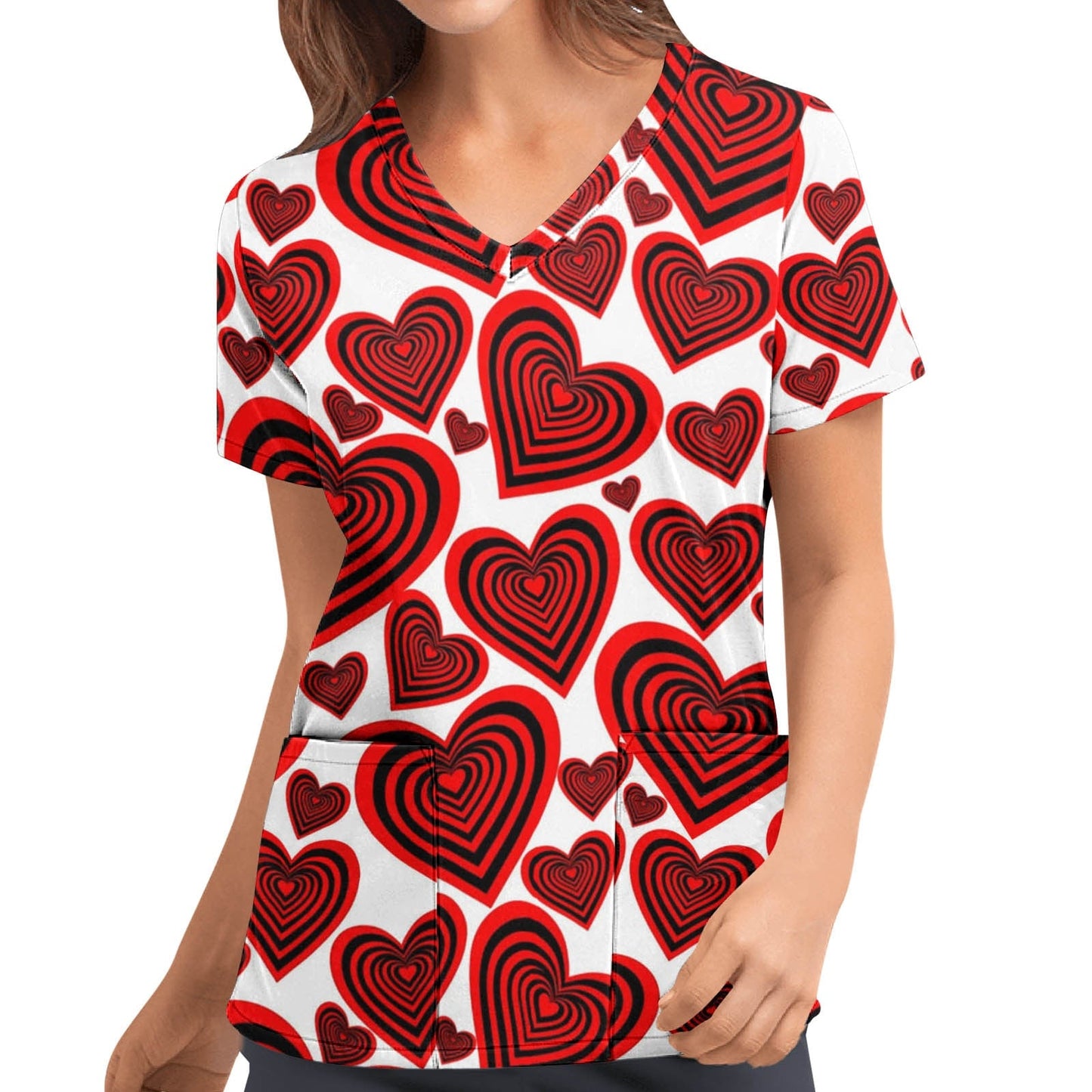 maoxiangshop Cute Cartoon Animals Print Christmas Nursing Scrubs Women Tops Short Sleeve pet salon Work Uniform Blouse Costume Shirts Female