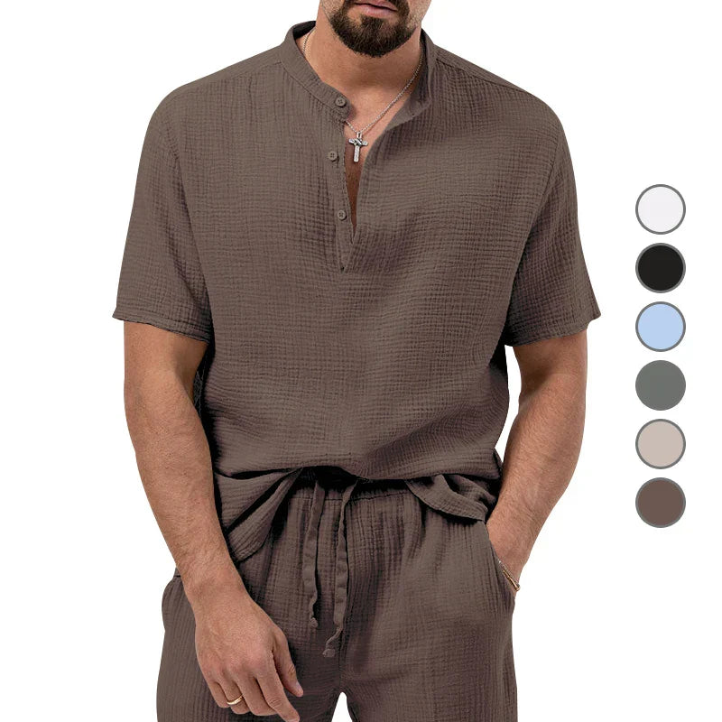 maoxiangshop Fashion Casual Summer T-shirt For Men Beach Wind Bubble Cloth Jacquard Process Breathable Short Sleeve Outdoor Men's Clothing