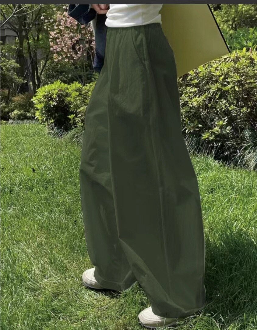 Oversize Slimming Women Pants High Waist Wide-Leg Trousers Simple Casual Loose-Fitting Cotton Baggy Streetwear Trousers 2023