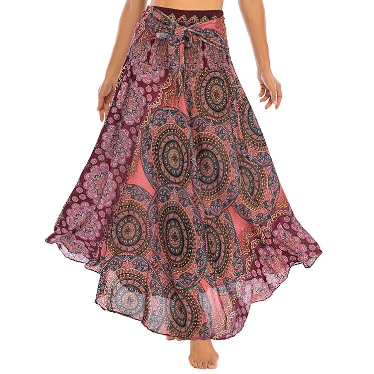 maoxiangshop Fashion Skirts Women Clothes Roupas Saia Bottom Women Skirt New Sexy Woman Long Jupe Bohemian Boho Flowers Elastic Waist Faldas