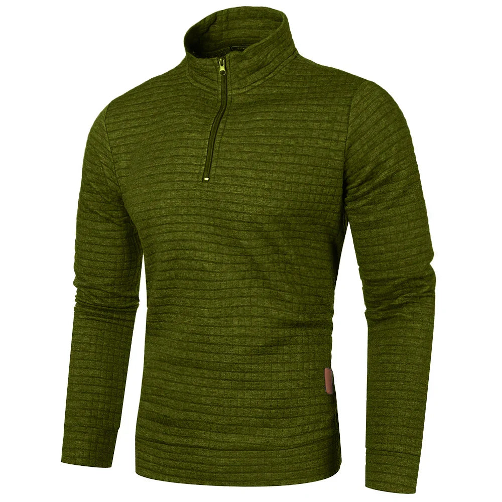 maoxiangshop Autum Men's Solid Color Sweatshirt New Oversize Half Zipper Pullover Warm Sweater Jogger Sport Tops