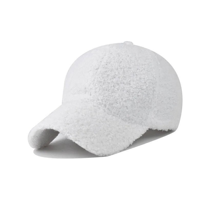 maoxiangshop Autumn Winter Baseball Cap Women Thicken Lamb Wool Hats Version Tide Fleece Warm Cap Plush Baseball Caps Spring Baseball Cap