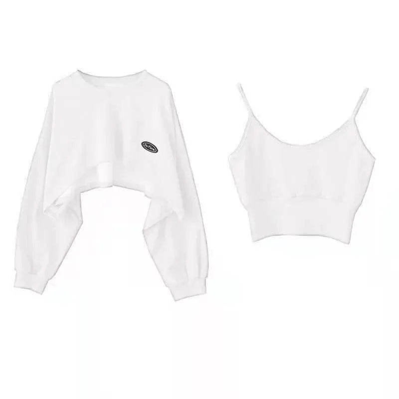 maoxiangshopWomen's Short Thin Sweatshirt Long Sleeve Crew Neck Casual Top Blouse Daily Casual Two-piece Simple Style Wholesale