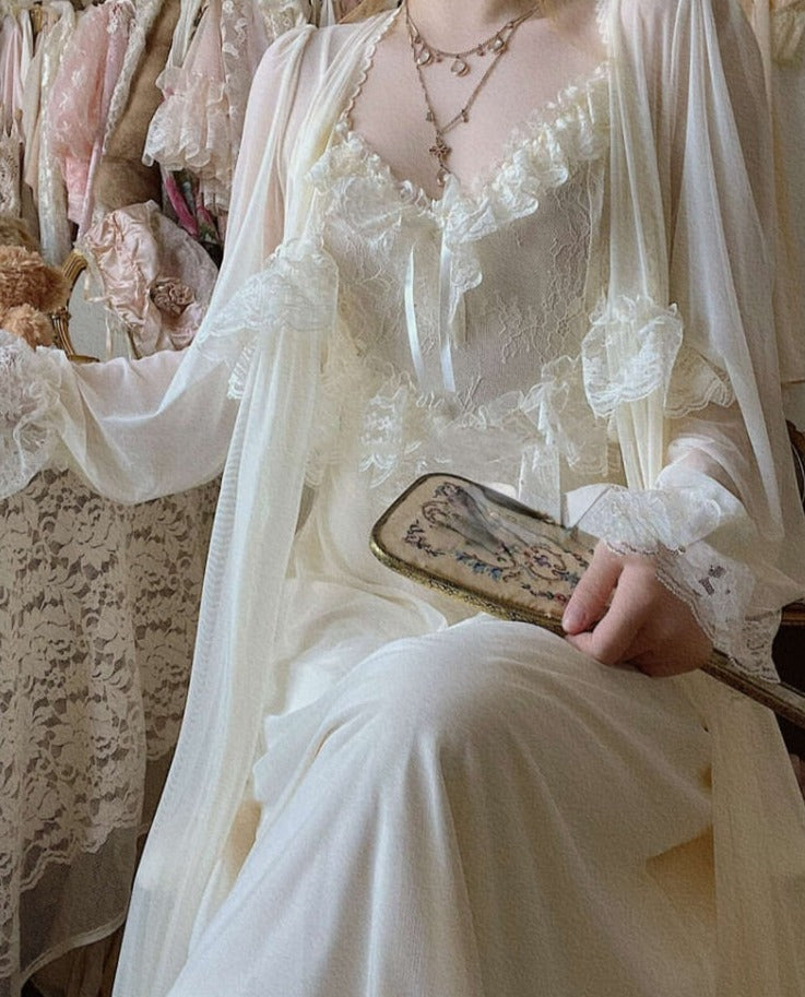 maoxiangshop French Sweet Vintage Fairy Dress Women Autumn Lace Sexy Casual Korean Dress Female Court Chiffon Elegant Long Strap Dresses