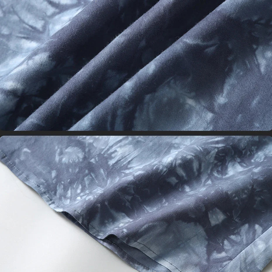 maoxiangshop Summer Tie-dye Shirt Men Plus Size Fashion Casual Tie Dye Shirts Male Hawaiian Beach Shirt Big Size 11XL