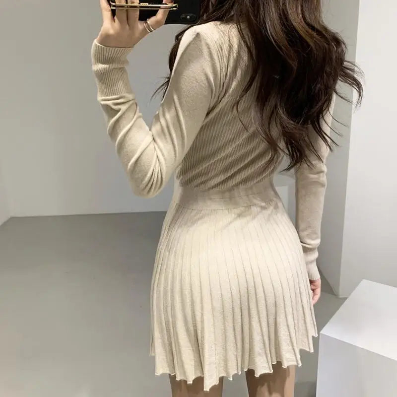 maoxiangshop Womens Dresses Bodycon Crochet Knitted Pleated Female Dress Sale Harajuku Elegant and Pretty Thic Y2k Trendy Retro Clothing