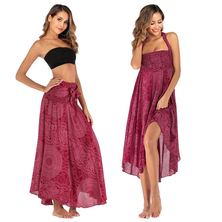 maoxiangshop Fashion Skirts Women Clothes Roupas Saia Bottom Women Skirt New Sexy Woman Long Jupe Bohemian Boho Flowers Elastic Waist Faldas