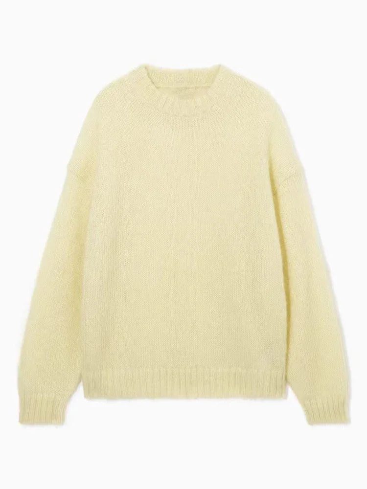 maoxiangshop - Fashion Contrast Stripled Sequins Women Sweater Autumn Lady Vintage O-neck Long Sleeve Pullover Warm Fluffy Knitted Jumpers