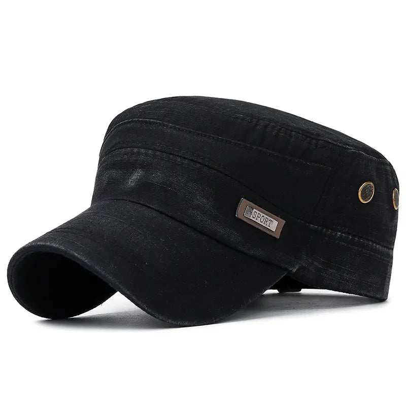 maoxiangshop New Washed Cotton Flat Top Cap Adjustable Outdoor Caps Women Men Retro Hats Man Cap