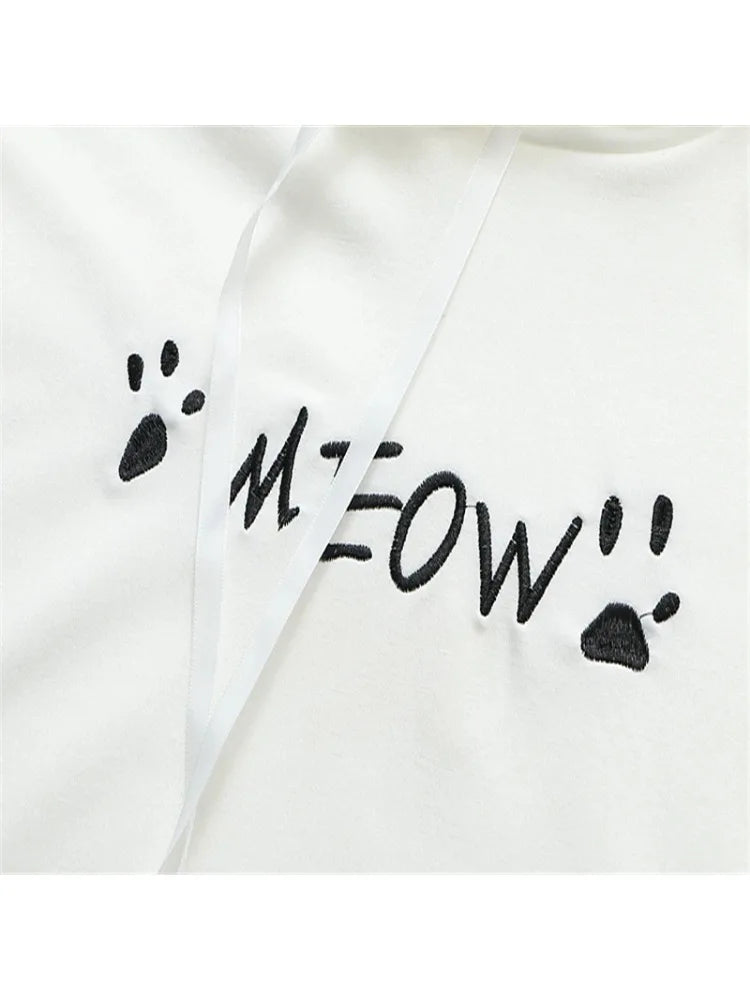 maoxiangshop Women's Hooded Sweatshirt Letter Print Drawstring Cotton Hoodies Autumn Winter Long Sleeve Harakuju Pullover Tracksuits