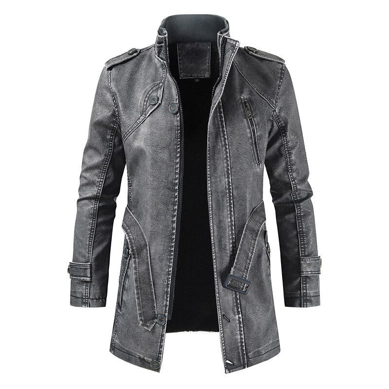 maoxiangshop Faux Leather Jackets Men High Quality Classic Motorcycle Bike Cowboy Jacket Coat Male Plus Velvet Thick Coats L-3XL