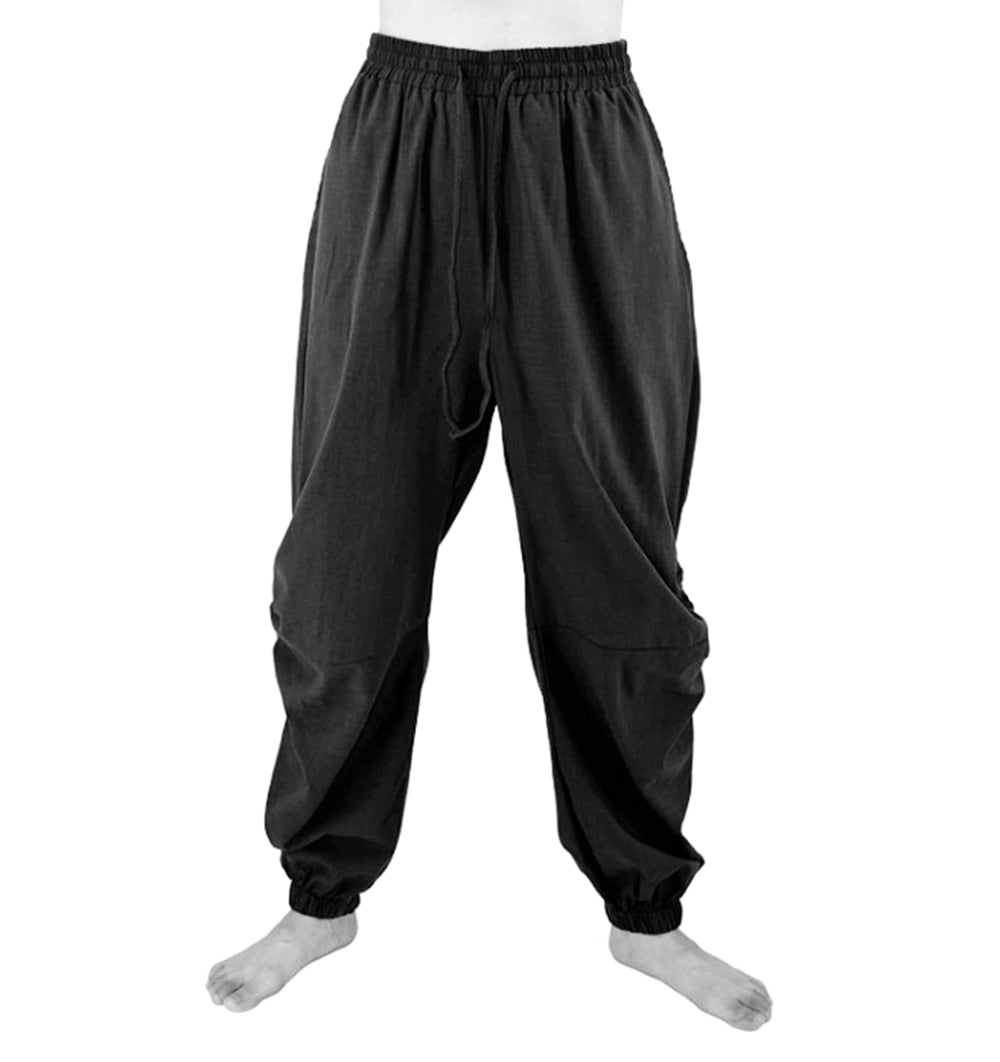 maoxiangshop Adult Men Pirate Pants Vintage Medieval Renaissance Lounge Costume Loose Pants Viking Black Brown Trouser