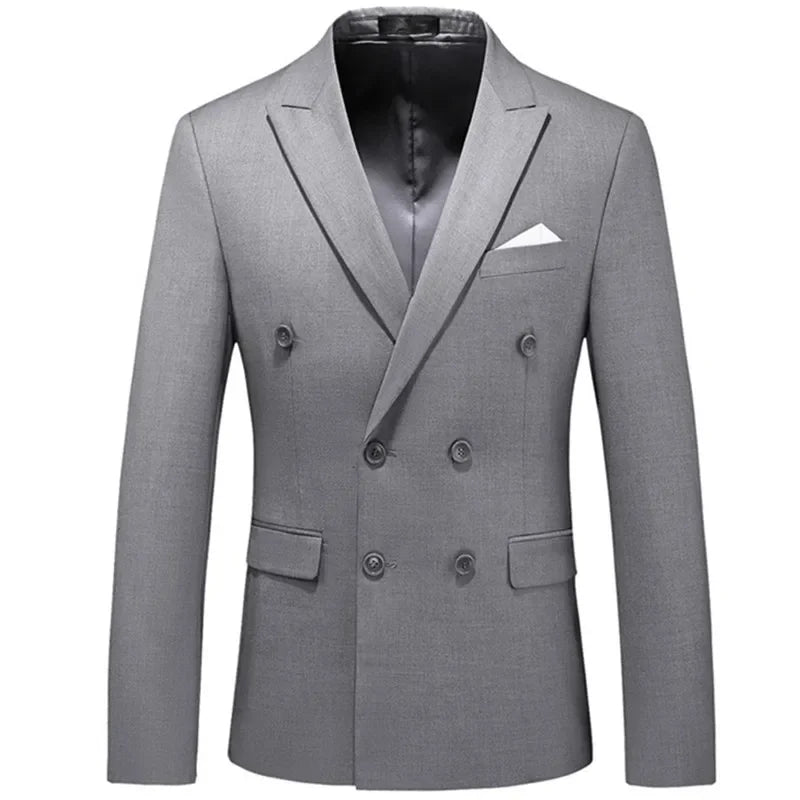 maoxiangshop Fashion New Men's Casual Boutique Business Solid Color Double Breasted Suit Jacket Blazers Coat