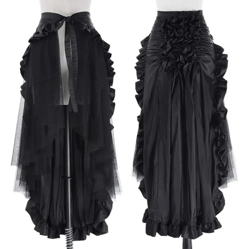 maoxiangshop - Big Size Women's Gothic Steampunk Skirt Pirate Flair and Victorian Ruffles Anime Cos Victorian Era Gothic Skirt