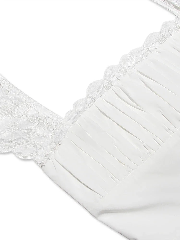 Double Layered Wedding Guset Dresses For Women Chic Sweet Kawaii Birthday Party Outfits Sexy A Line Lace White Dress