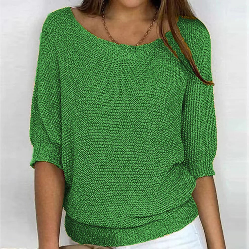 maoxiangshop Jumpers Women Purple Fall Winter Spring Sweaters Three Quarter Sleeve Sweater Jumpers Elegant Streetwear Y2k Tops Short Jumper