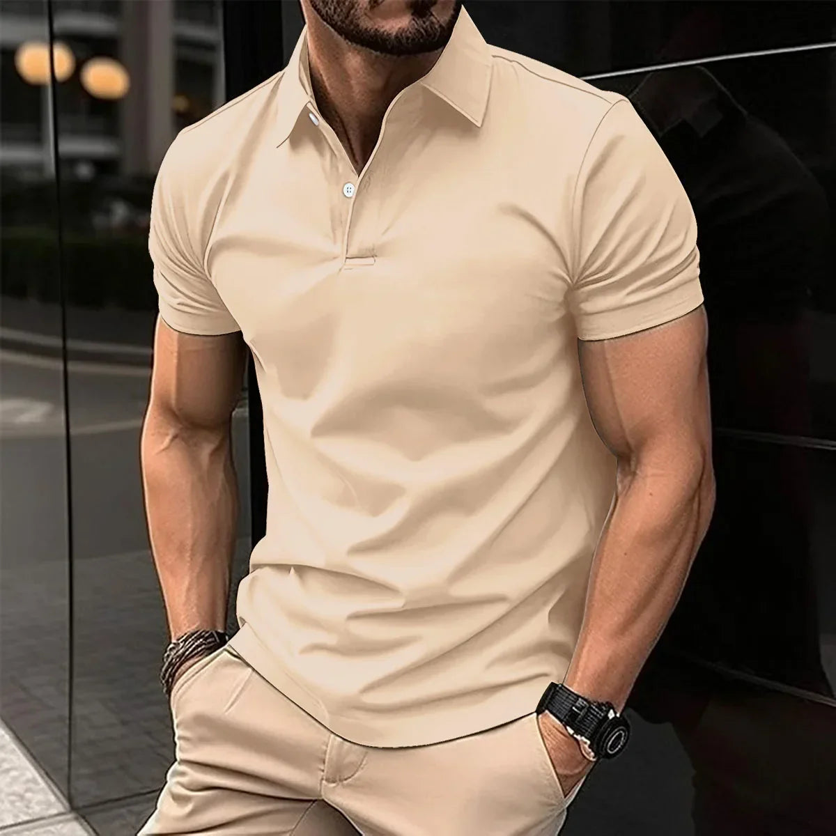 maoxiangshop 2024 Summer Best-Selling Men's Polo Shirt Lapel Printed Men's Clothing Stripes Polo Shirt Casual Sports Men's Shirt