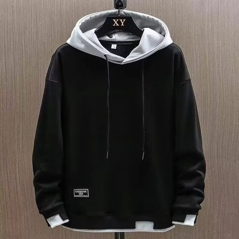 maoxiangshop Autumn Men Hoodies High Street Pullover Long Sleeve Patchwork Sweatshirt Men Fashion Streetwear Hoodie Harajuku