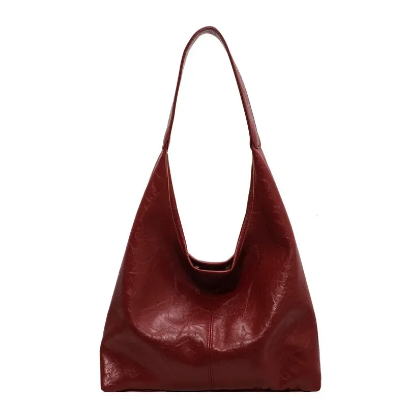 Fashion Red Womens Shoulder Bag Vintage Designer Large Capacity Casual Tote Bag Autumn and Winter Korean Fashion Handbag