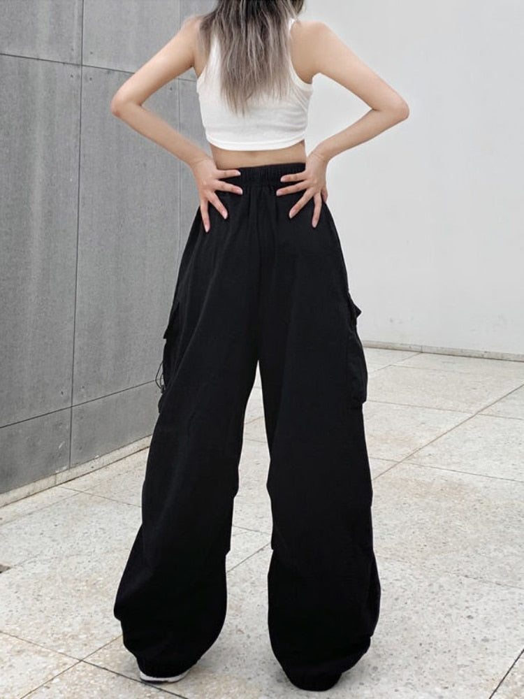maoxiangshopHarajuku Parachute Pants Y2K Streetwear Wide Leg Baggy Cargo Trousers Female Hippie Korean Edgy Style Jogging Sweatpants