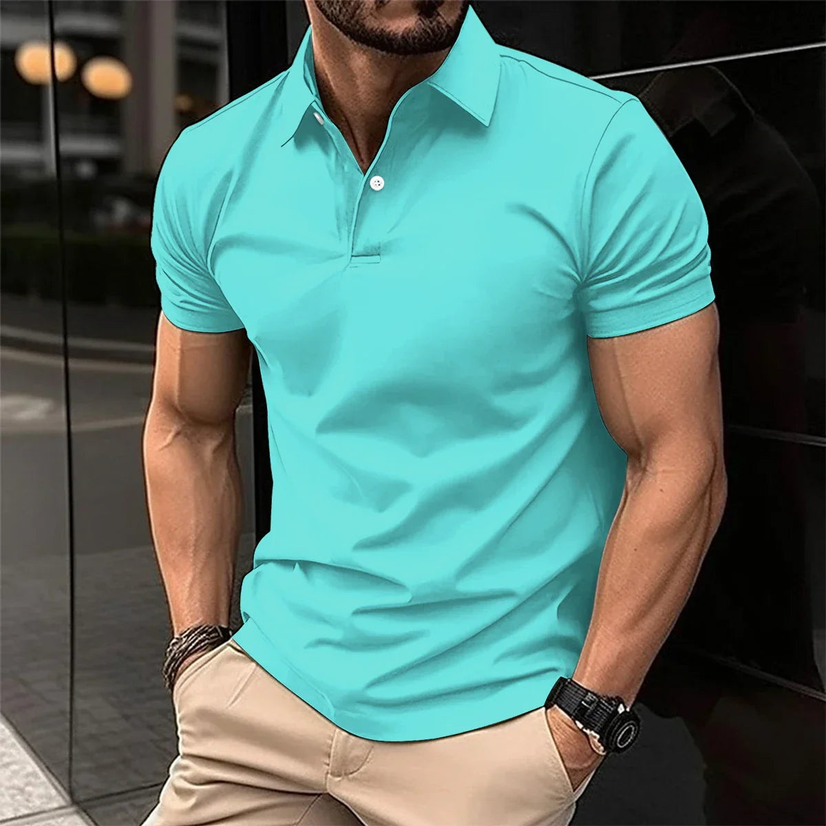 maoxiangshop 2024 Summer Best-Selling Men's Polo Shirt Lapel Printed Men's Clothing Stripes Polo Shirt Casual Sports Men's Shirt