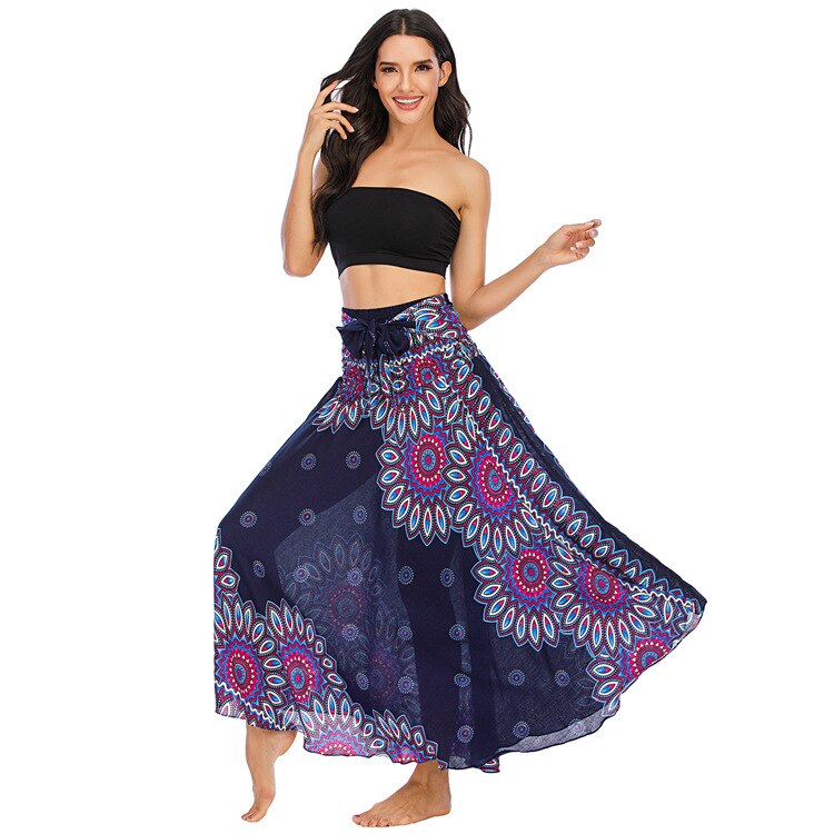 maoxiangshop Fashion Skirts Women Clothes Roupas Saia Bottom Women Skirt New Sexy Woman Long Jupe Bohemian Boho Flowers Elastic Waist Faldas