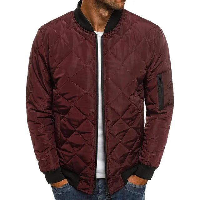 maoxiangshop Winter New Cotton Jacket Men's Baseball Collar Mesh Pressed Lightweight Cotton Jacket Vintage Flight Casual Long Sleeve