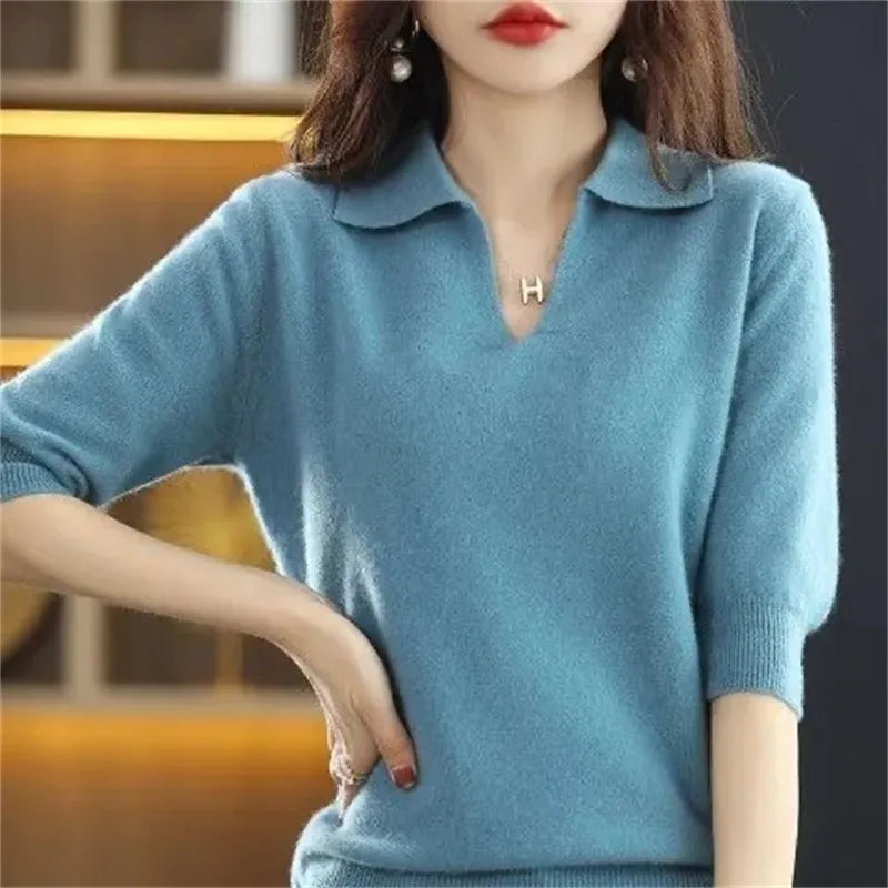 maoxiangshop New Women Knitted Sweaters Autumn Winter Warm Clothing Fashion Casual Sweater Long Sleeve Jumper V-Neck Loose Pullovers Top