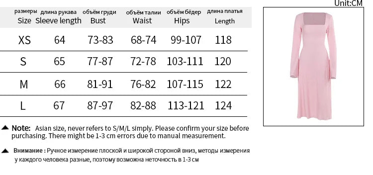 maoxiangshop - Fashion Bandage For Women Maxi Dress Slim Long Sleeve Square Collar Elegant Patchwork Autumn Dress Female Lace-Up Dress