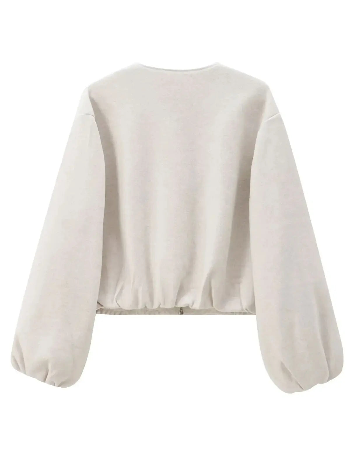 maoxiangshop - 2024 Women's Fashion Autumn/Winter Soft Bomber Jacket Women Retro Round Neck Long Sleeve Elastic Hem Zipper Female Coat