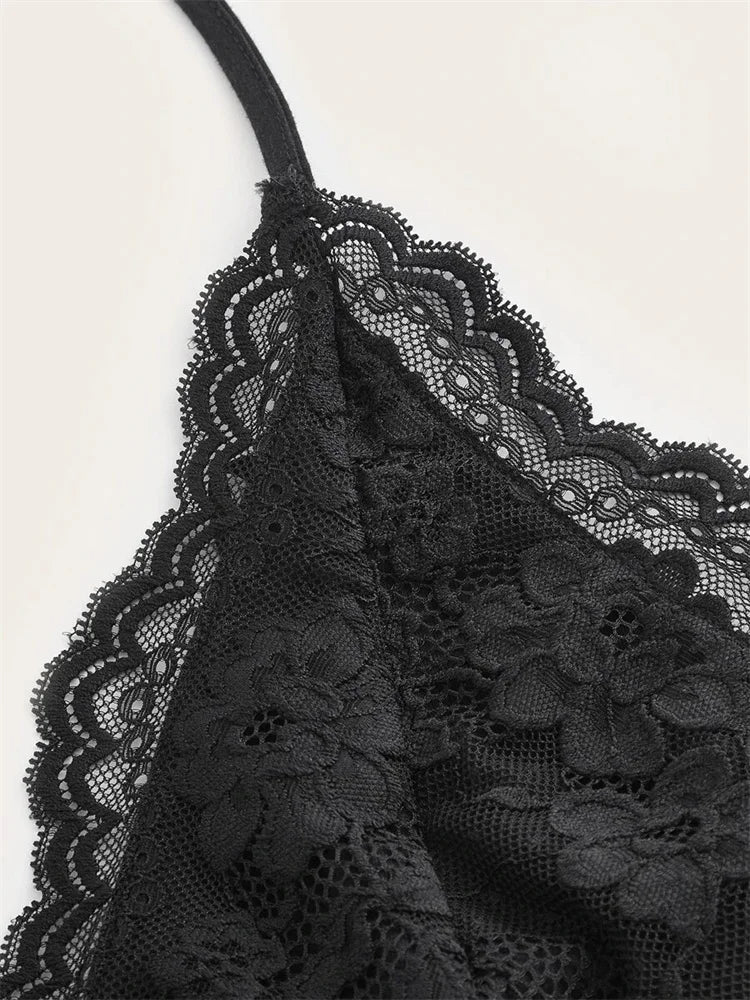 maoxiangshop Goth Grunge Punk Black Lace Patchwork Halter Top Women Summer Solid Ruched Backless Sleeveless Tank Top Streetwear Y2K Clothes