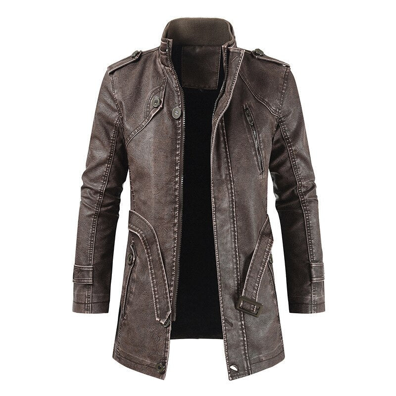 maoxiangshop Faux Leather Jackets Men High Quality Classic Motorcycle Bike Cowboy Jacket Coat Male Plus Velvet Thick Coats L-3XL