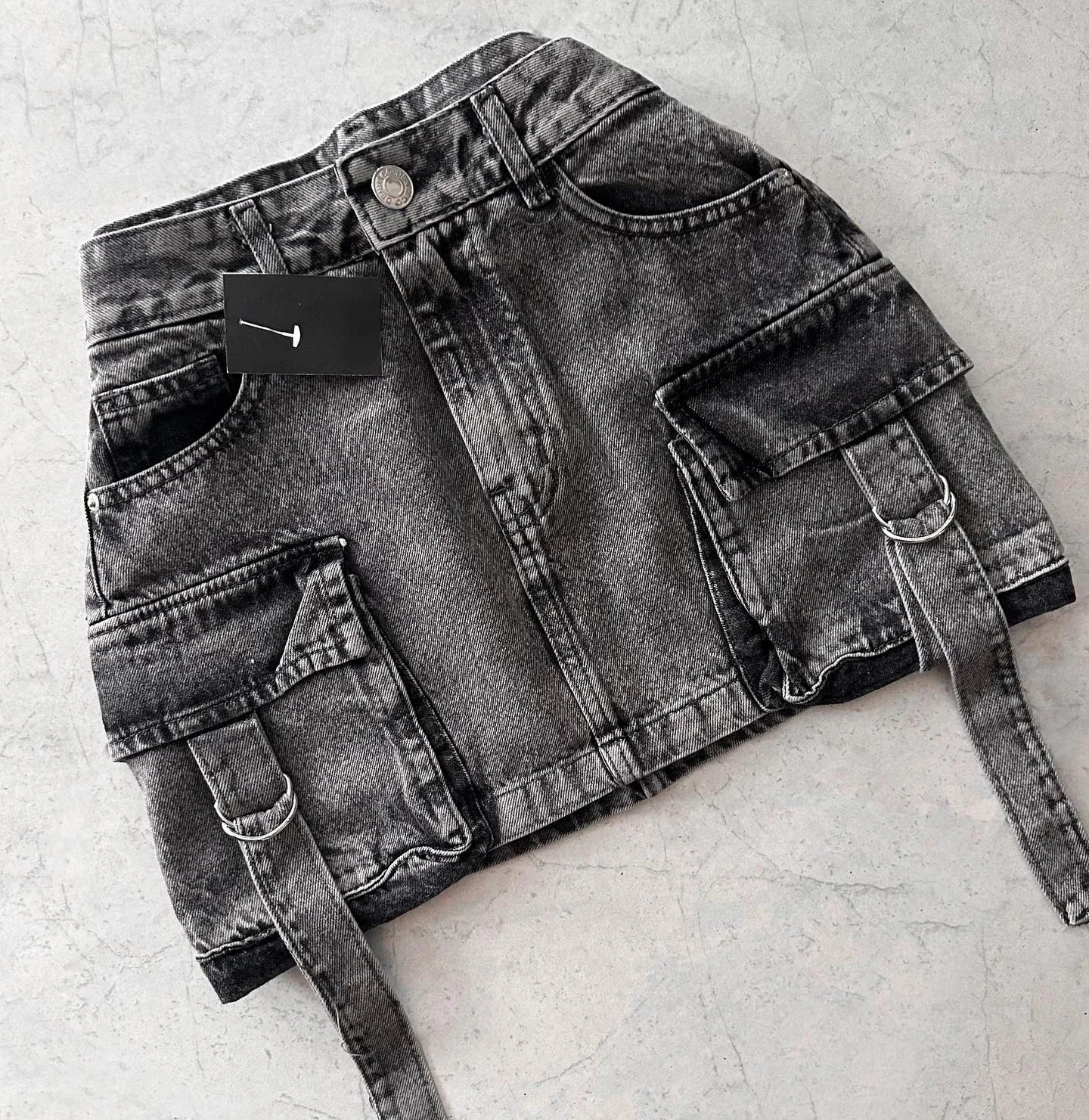Brown Mini Skir Vintage Goth Fashion Y2K Skirt Harajuku Multiple Pockets Casual Versatile Sexy Denim Skirts for Women Streetwear